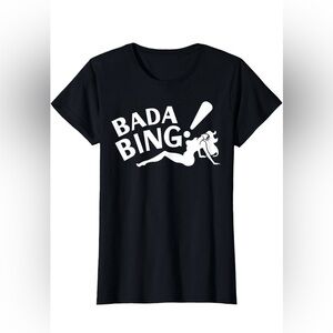 Black Graphic T-Shirt with Bada Bing Print from The Sopranos, women’s small